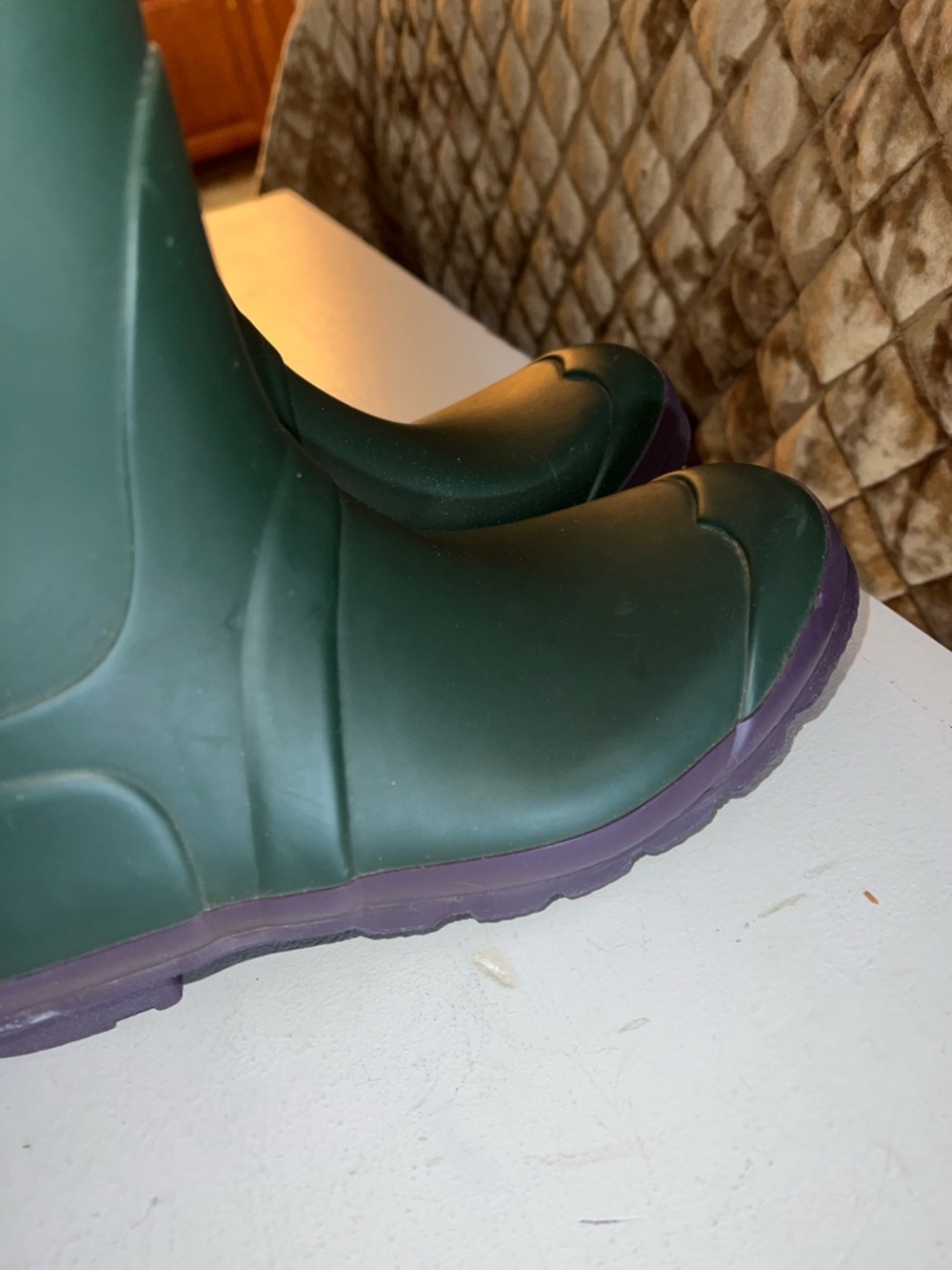 Hunter Dark Green Tall Rain Boots with Purple Soles. Limited edition. - Picture 8 of 9